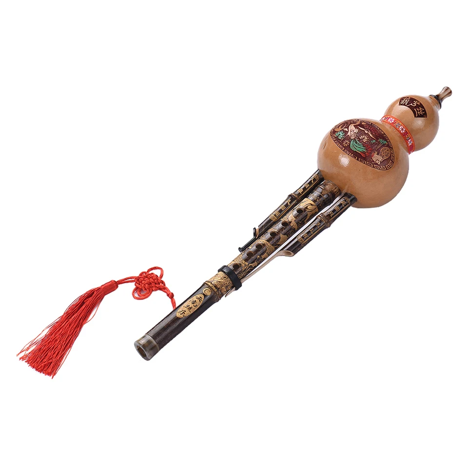 Čínska ručne vyrobená čierna bambusová hulusi tekvica Cucurbit Flute Etnic Musical Instrument Key of C s prípadom pre milovníkov hudby pre začiatočníkov