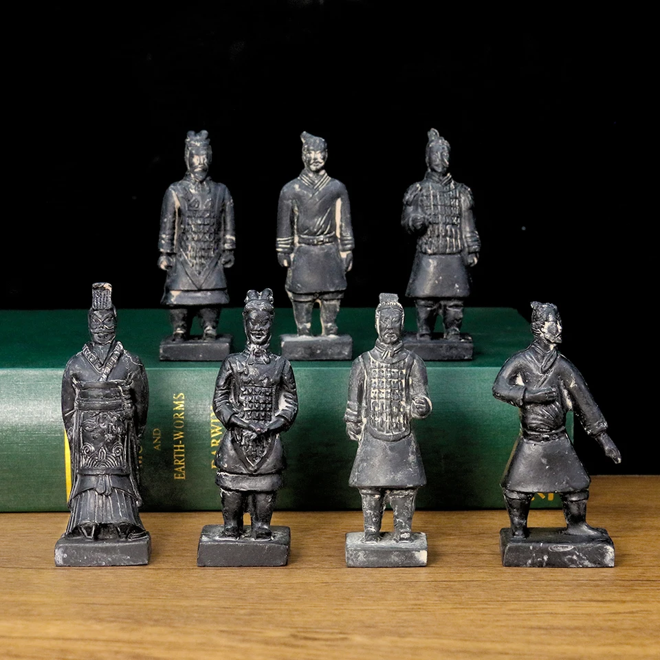 Čínska starožitná terakotová armáda vojak sochársky pieskový stolík Archeologická qin dynastia bojovníci Model remeselnícky darčekový suvenír