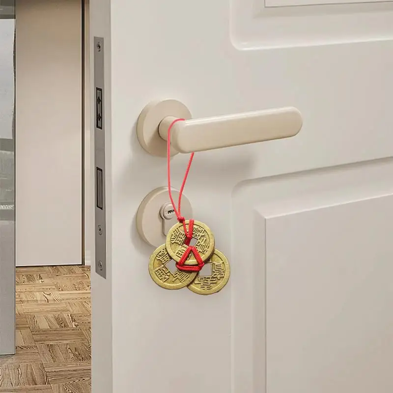 Čínska veľa šťastia Coin Chinese Fortune Feng Shui Tradičná minca s červeným strunou Čínska šťastie mince feng shui minca veľa šťastia