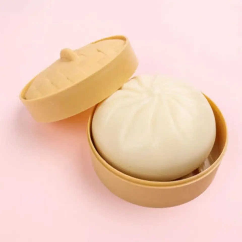 Čínske dusené hračky na stláčanie hračiek Soft Dumpling Stres Gule Stlačte guľôčku guľôčkovú reliéfu hračku hračky s potravinovým parníkom