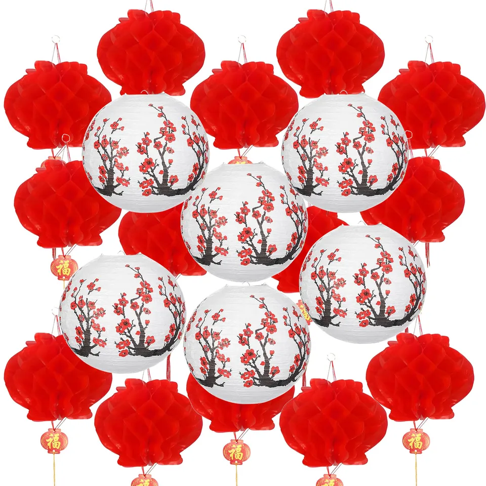 Čínske japonské papierové lucerny, zavesenie čerešňového kvetu Round Party Lanterns for Oriental Restaurant Svadobná narodeninová oslava
