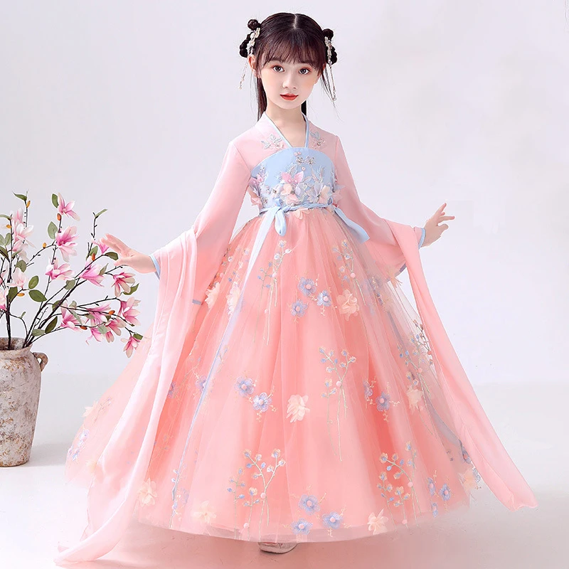 Čínske tradičné oblečenie hanfu šaty sukne pre dievčatá Tang Dynasty Ancient Costume Kids Halloween Party Performance Han Fu