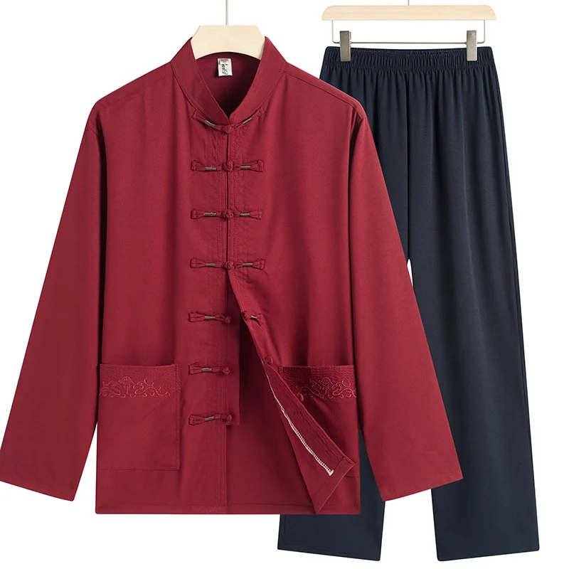 Čínske tradičné oblečenie muž Kung Fu košeľa Oriental Retro Top Pants Tai Chi uniformy
