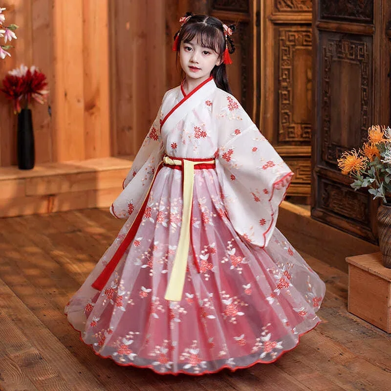 Čínske čínske hodvábne šaty Dievčatá Kimono Čína Tradičné vintage etnické šaty tanečný kostým cosplay hanfu set