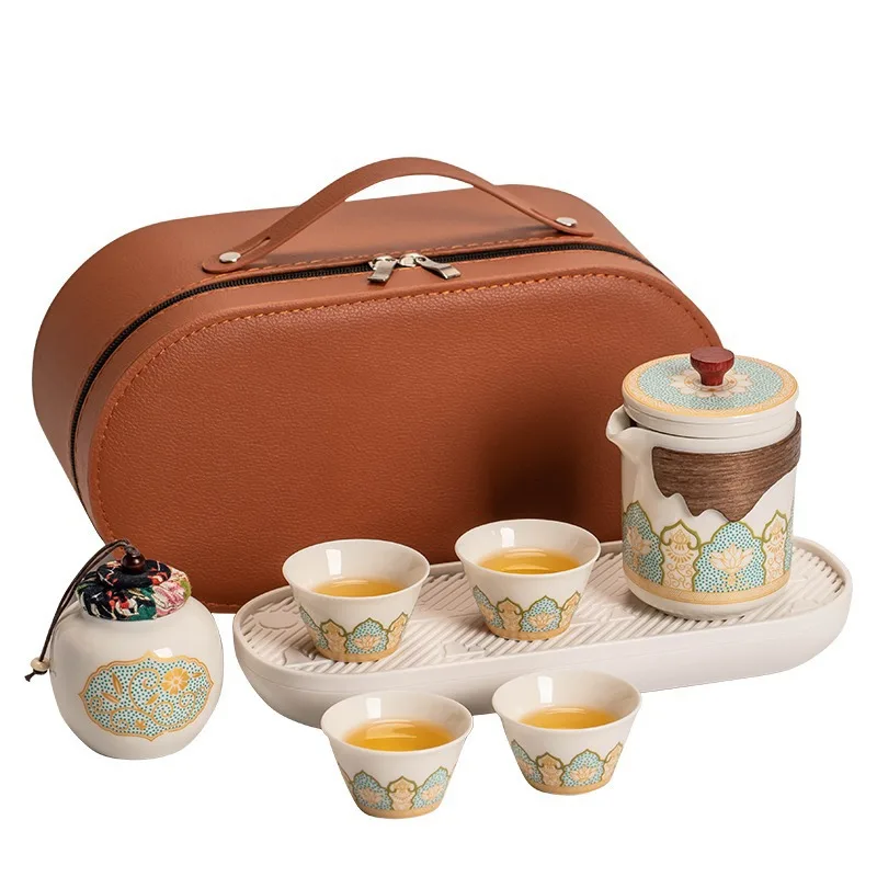 Čínsky cestovný čaj, Kung Fu Teapot Set, prenosná taška, vonkajšia časť, hotel, obchod