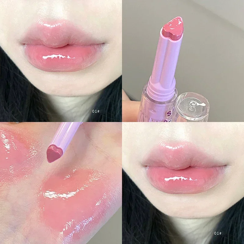 Číre zrkadlo rúž ceruzka ceruzka nepremokavá vodná svetlo pery glazúra kvetina láska želé ružové priehľadné pery odtieň nelížkového šálky makeup