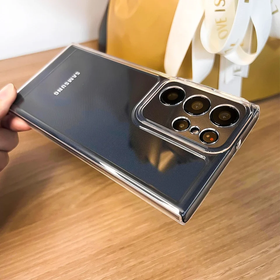 Číry mäkký silikónový puzdro pre Samsung Galaxy S23 S22 S21 S20 Fe Poznámka 20 Ultra S10 Plus A52 A72 A53 A73 A14 5G Transparentný kryt