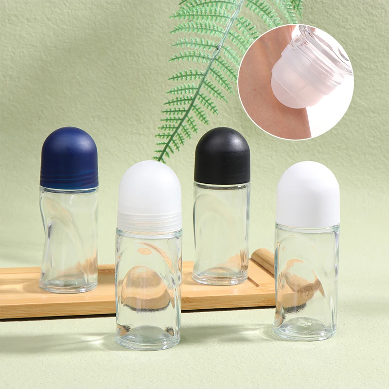 Číry sklenený valček fľaše 50 ml extra veľká rolka na parfumovom olejovom fľaši podriadený anti -potový gél Test vzorky vzorky éterický olej