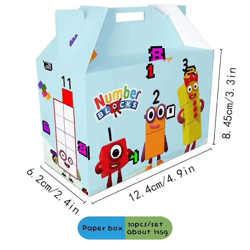 Čísla stavebných blokov Candy Box Papier Candy Cartons Popcorn Box Dodávky Dodávky krabičiek Snacks Food Tub Wedding Detské narodeniny Supp