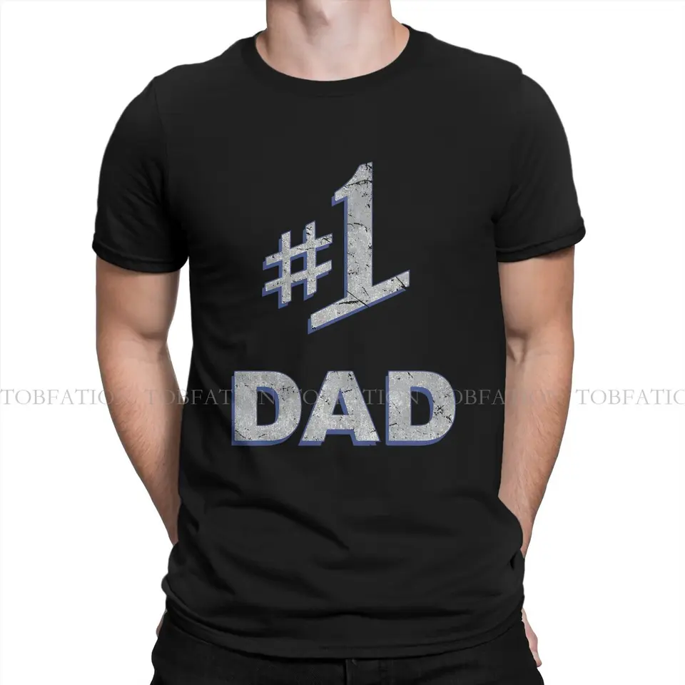 Číslo jedna #1 Dad Round Collar Tshirt Deň otca Pure Cotton Original T tričko Men Topy Tops Individualita Fluffy Hot Sale