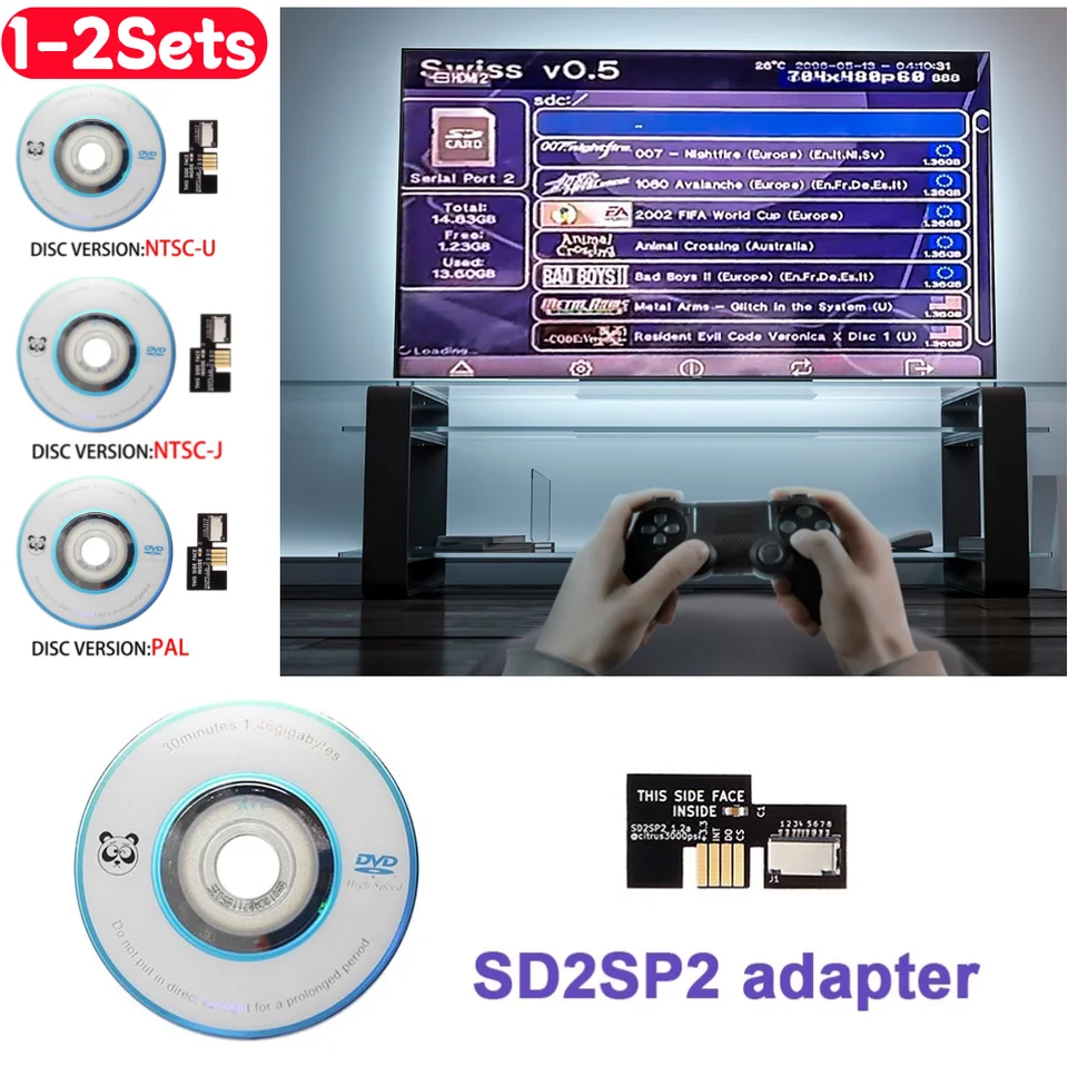 Čítačka kariet SD2SP2 TF pre Nintendo Gamecube + Švajčiarsky bootovací disk Mini DVD čítačka kariet podporuje TFCard