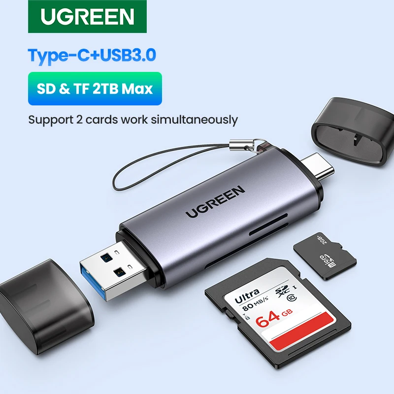 Čítačka kariet Ugreen USB 3.0 a typ C až SD Micro SD TF čítačka karie