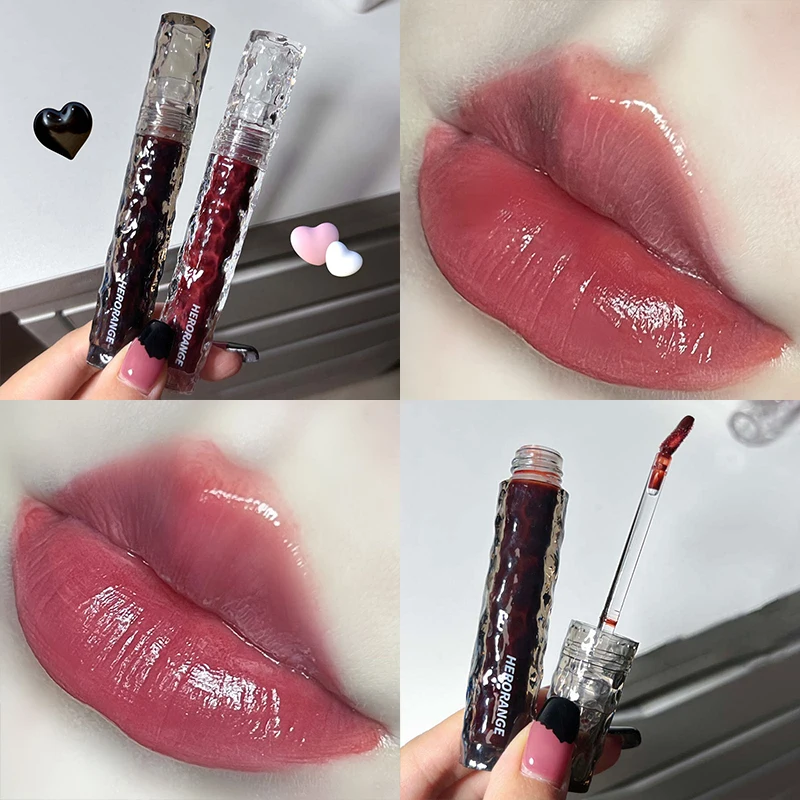 Ľadovec zrkadlové vodné pery glazúry priehľadné sklenené pery olej vodotesná kvapalina Lipstick nahý červený ružový číry odtieň lesk na pery lesklý make -up