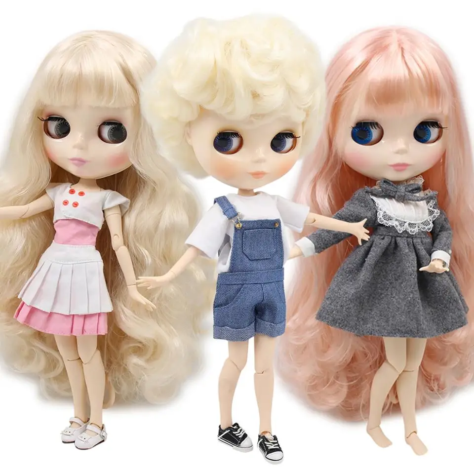 Ľadová DBS Blyth Doll Hračka 30 cm bjd biela pokožka kĺbové telo lesklé tvár Náhodné oči farby
