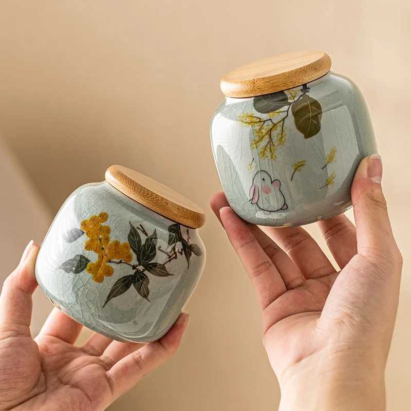Ľadová vločka Ruyao čajová kanister Ceramic Prenosná zapečatená nádoba na občerstvenie nádoby na úložisko čaju čajová nádoba
