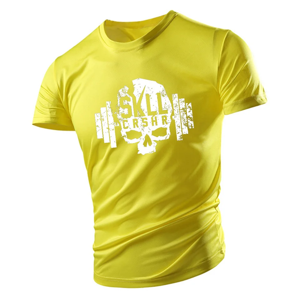 Ľahko čistiace kvalitné špičkové tričko Unikátne lebka Let Let 2d Dospelý športový šport Running Gym Essential Round Crck Pohodlne Mo