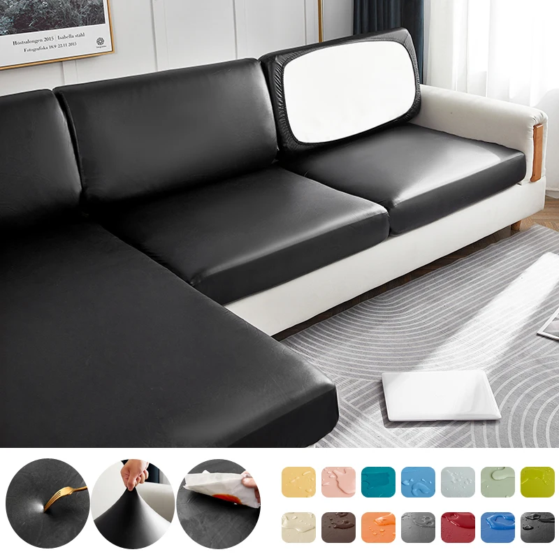 Ľahko čistý vodotesný PU Furebný ochranný ochranný ochranný kryt Solid Sofa Cover Rohová pohovka sedadlo Slipcover Elastic Stretch Cover Cover
