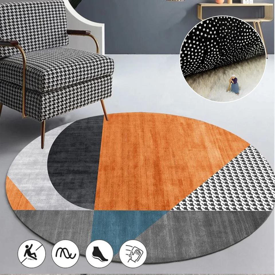Ľahké luxusné moderné okrúhle koberce pre dekoráciu spálne koberce mäkké kontrolné miestnosť toaletný koberec otočné stoličky závesné koberky