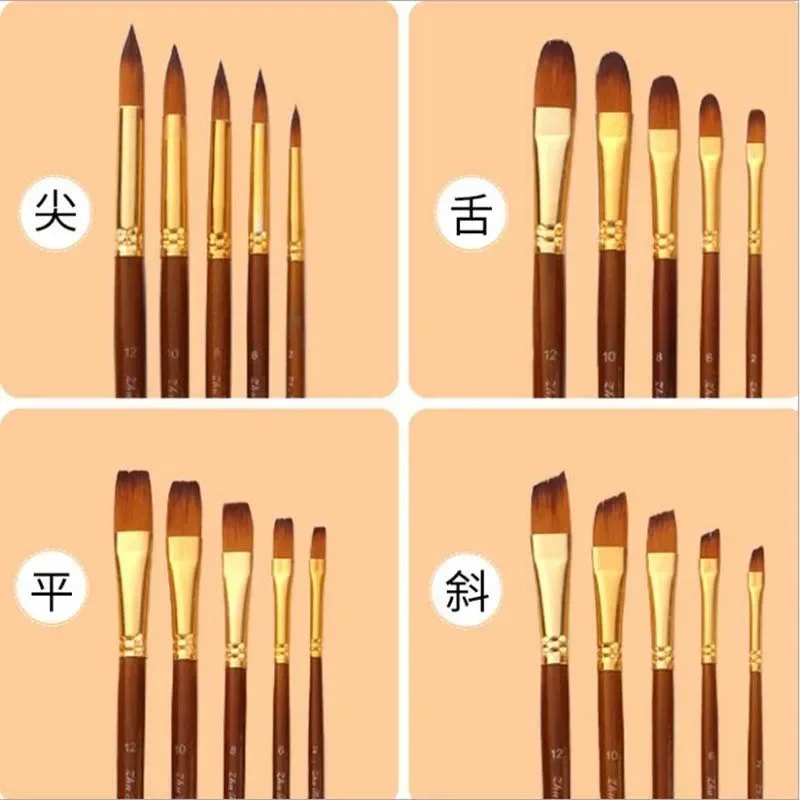 Ľanová tyčinka olejomaľba kefy Art Supplies nylon maľba kefy kefka maľba kefy 5ks /veľa