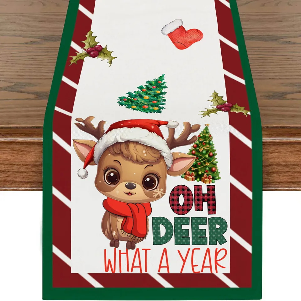 Ľanový vianočný stôl Runner Veselé Vianoce obrus kuchyne kuchynský stôl dekorácie vianočné stolové vlajky Navidad Noel Darček Nový rok
