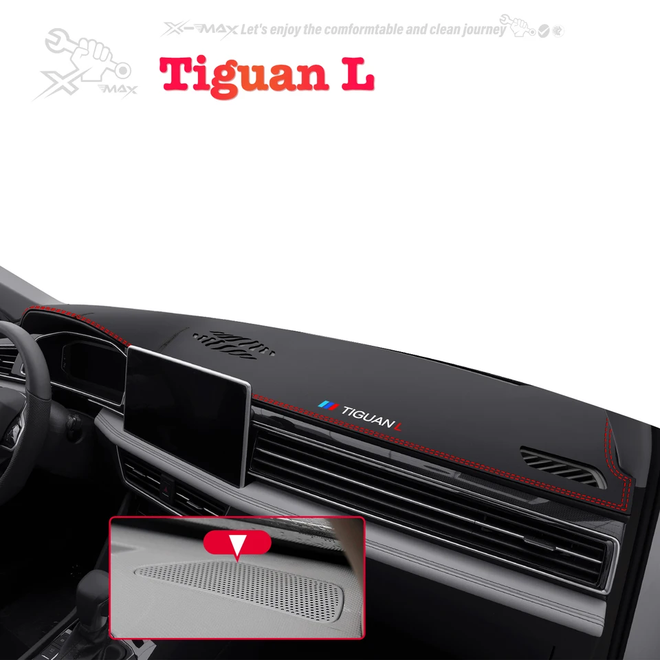 Ľavá pohon automobilu Dashboard Mat pre VW Tiguan L 2017-2024 Svetlo blokovanie Pad Center Console Mat