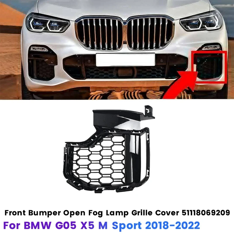 Ľavá strana predného nárazníka Otvorená mriežka 51118069209 pre BMW G05 X5 M Sport 2018-2022 Rám mriežky hmlových žiaroviek