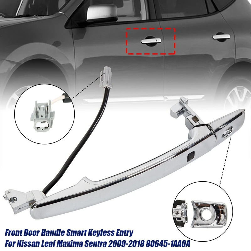 Ľavé predné dvere rukoväť Smart Keyless Entry pre Nissan Leaf Maxima Sentra 2009-2018 diely 80645-1AA0A Exteriér Chrome Chrome