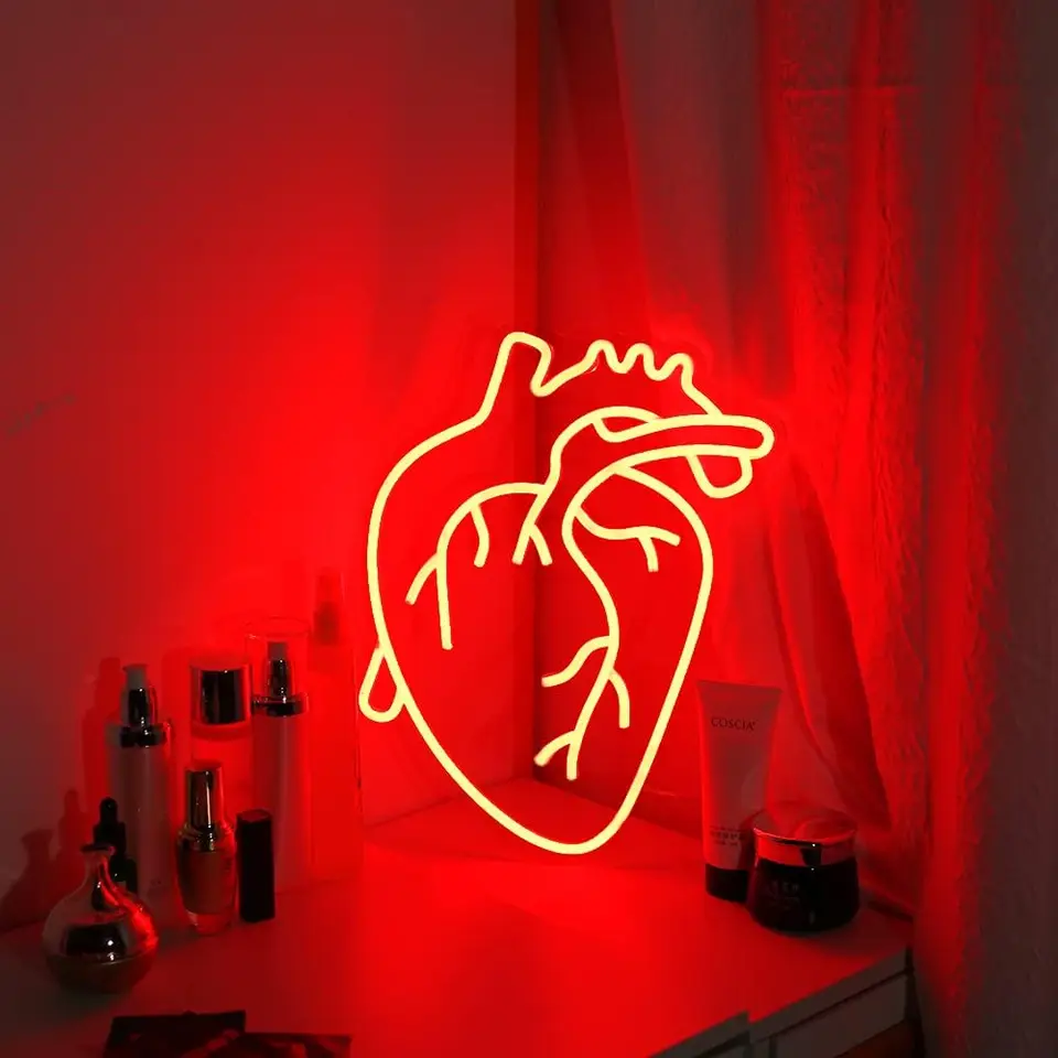 Ľudské srdce neónové znaky LED Neon Light Sign Sign Up Neónové značky nástenné dekorácie pre spálň