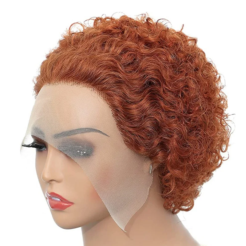 Ľudské vlasy 13x1 čipky predné parochne pre čierne ženy brazílske krátke kučeravé parochne Pixie Cut Curly Remy Hair vopred vopred