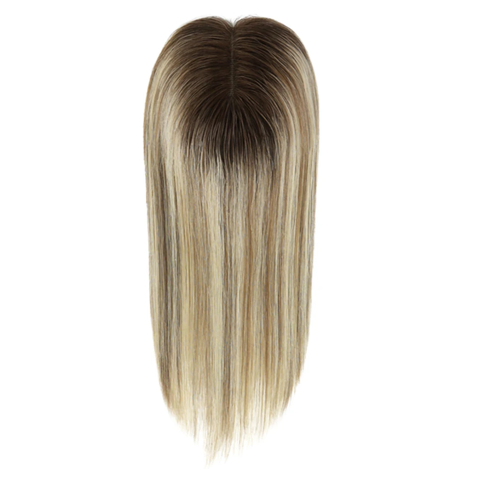 Ľudské vlasy Ženy, vrchný klip v vlasy na vlasy blondínka Ombre Farba 12 palcov Hair Topper Topper Base Base Ženy Wiglets Zvyšujú vlasy