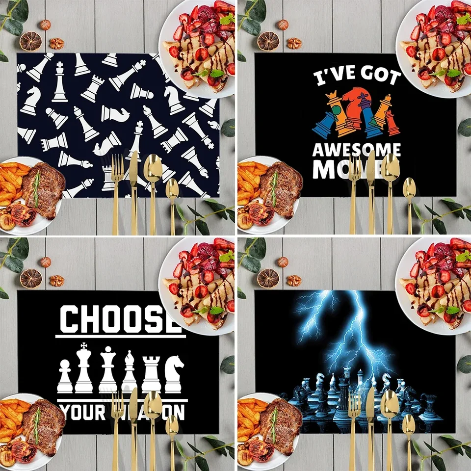 Šachový hráč na tlačené stoly Matky na stravovanie CheckMate Chess Fans Fans Coad Coaster kuchynské misky podložky bielizeň