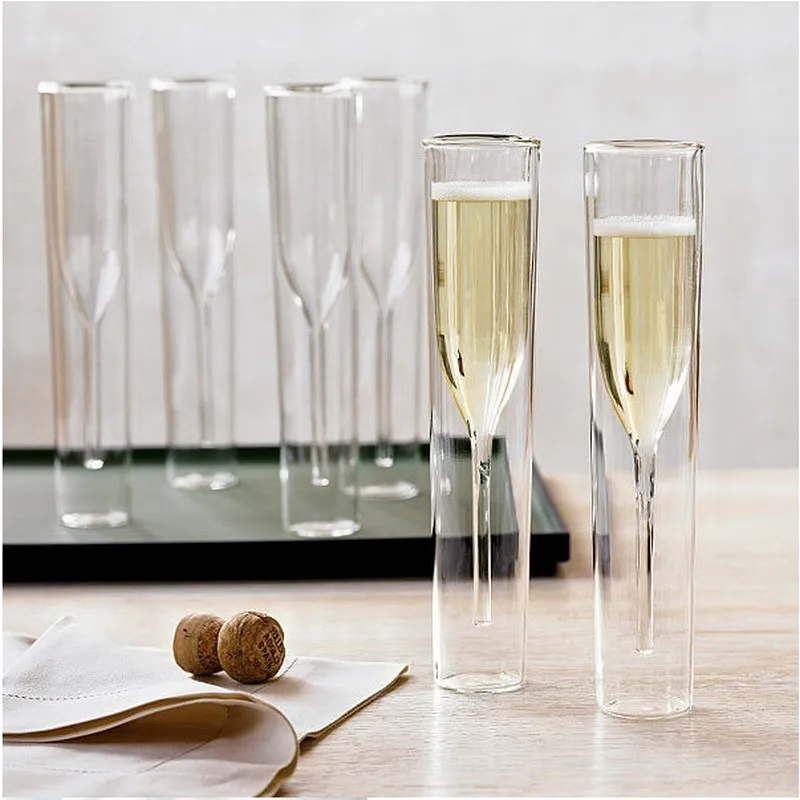 Šampanské Glas dvojité brilové fluiten goblety bublina wijn tulip koktail bruiloft pohár toastu bodum thule xicaras copo