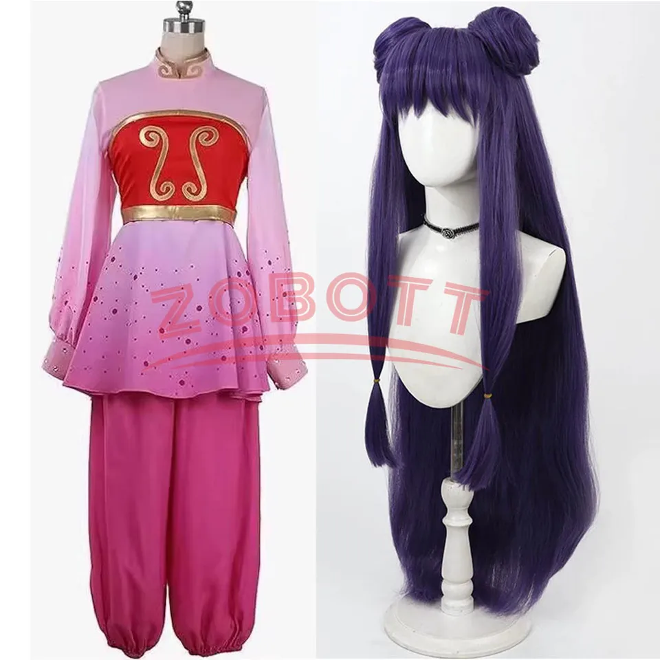 Šampón Cosplay kostým parochňa anime ranma ½ žien cheongsam stand Up golier s dlhými rukávmi trubica trubice top nohavice šampón cosplay