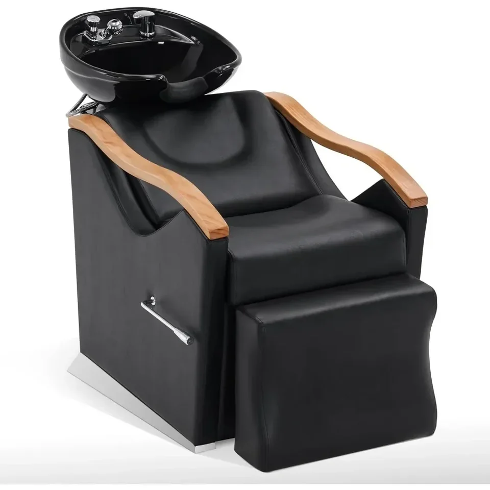 Šampónové stoličky, šampón Barber Classic Stolička, keramická šampónová stolička Stolička pre kúpeľné kozmetické salón 9070 (čierna)