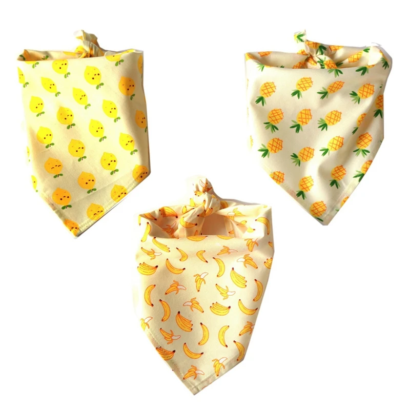 Šatky pre psov Bandanas Dopsplors Doplnky ovocné potlače ananás banán hruška bavlnená pded pdú