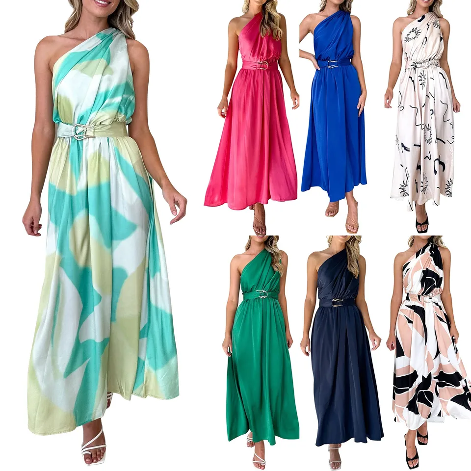 Šaty 2023 Nové letné halterneck cutout Slim Maxi Dress Backless Dlhá tesná vysoká štrbina prémiové dámske večierky Večerné šaty