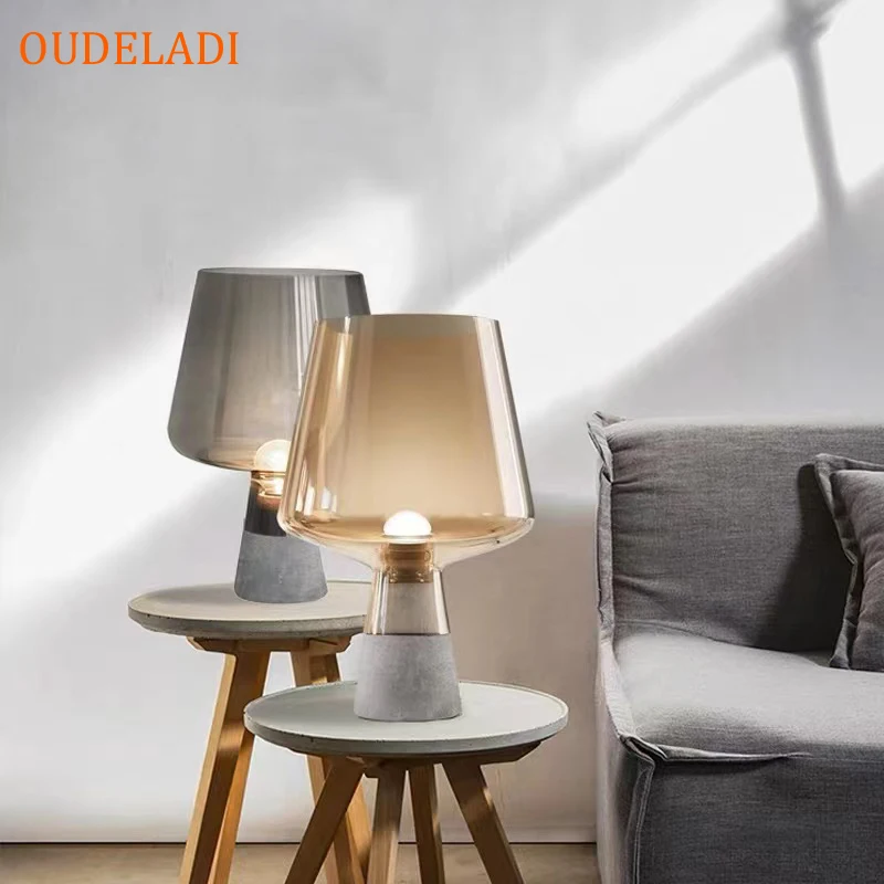 Šedá betónová stolová lampa Jednoduchá domáca dekorácia obývacia izba spálňa lôžko sklenená stolová lampa študovať stolové lampa osvetlenie svietidiel