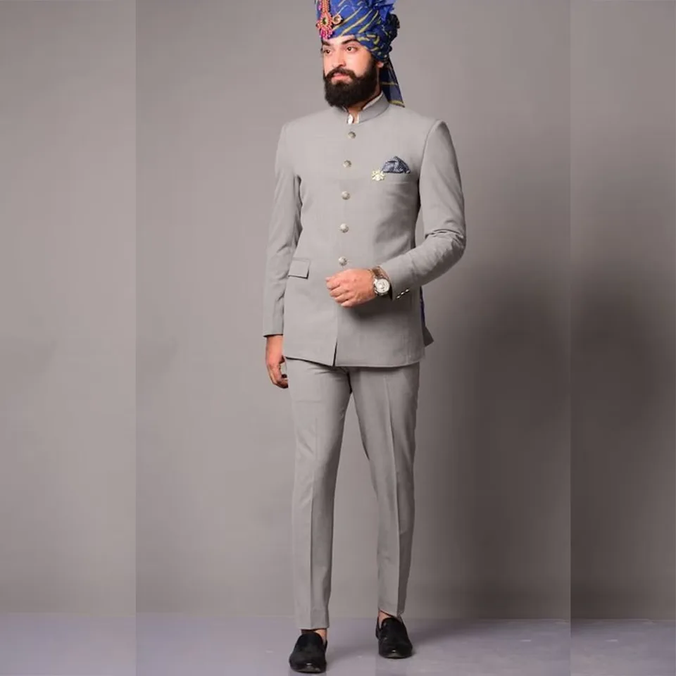 Šedé obleky pre mužov Blazer Terno kostým single Breasted Fashed 2 -Patle Pants Pants Slim Fit Office Party Trajes de Hombre 2025