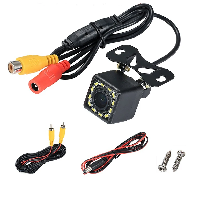 Širokouhlá HD Car Camera Camera Camera Zadné zobrazenie videa Video Camera zálohovanie spätného fotoaparátu 12 LED nočné videnie parkovacia kamera