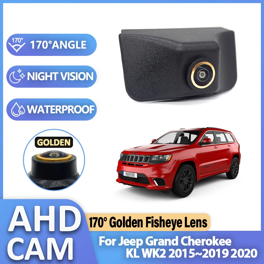 Širokýhový 170deg Golden Fisheye AHD PAL Car Front View Logo Fotoaparát vodotesný pre Jeep Grand Cherokee KL WK2 2015 ~ 2019 2020