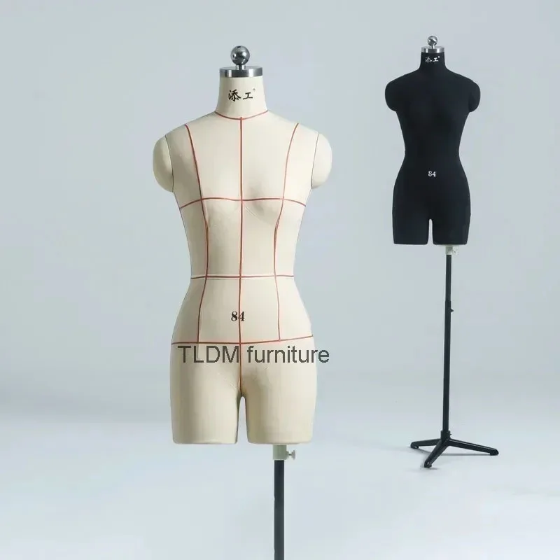 Šitie krajčírskeho figurína Linen Body show handrika Ladies 'odevné odevné okno zobrazenie modelu okna s kolesami základne