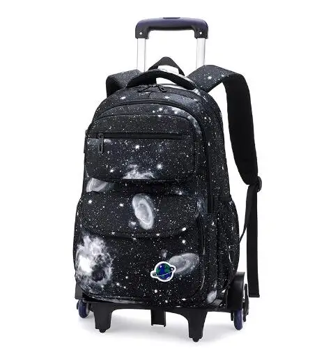 Školská taška pre vozíky pre chlapcov 6 kolies Škola Rolling Bookbag pre chlapcov Kids Primárne 2 kolesá Škola valcova batoh v taškovej taške