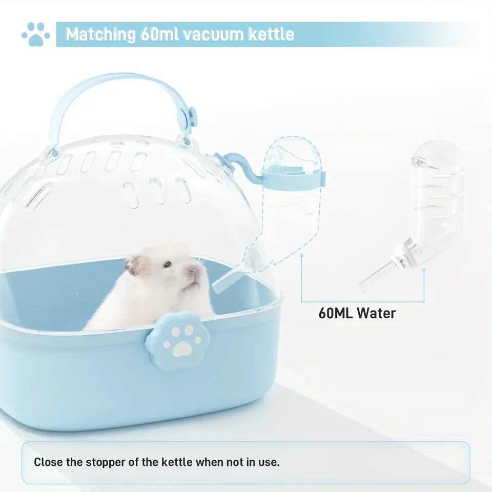 Škrečok Outdoor Carrier Cage Prenosná klietka pre škrečky s jasným veľkým preklopným krytom pre škrečok, ktorý prepravuje zásoby domácich miláčikov
