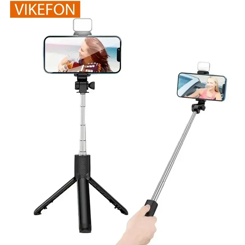Škálovateľné 360 ° držiak na otáčateľný telefón so svetlom pre iPhone 16 15 14 Samsung S24 Xiaomi iOS/Android Bluetooth Selfie Stick Mount