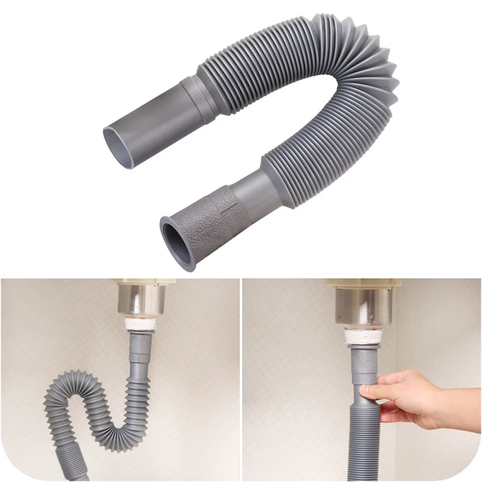 Škálovateľné povodie Odtokové potrubie Domácne umývadlo umývadlo Hadica PVC Washbasin Kúpeľňa Flexibilná rúrka Rúrka Kuchyňa Predĺžená anti-ondorová rúrka