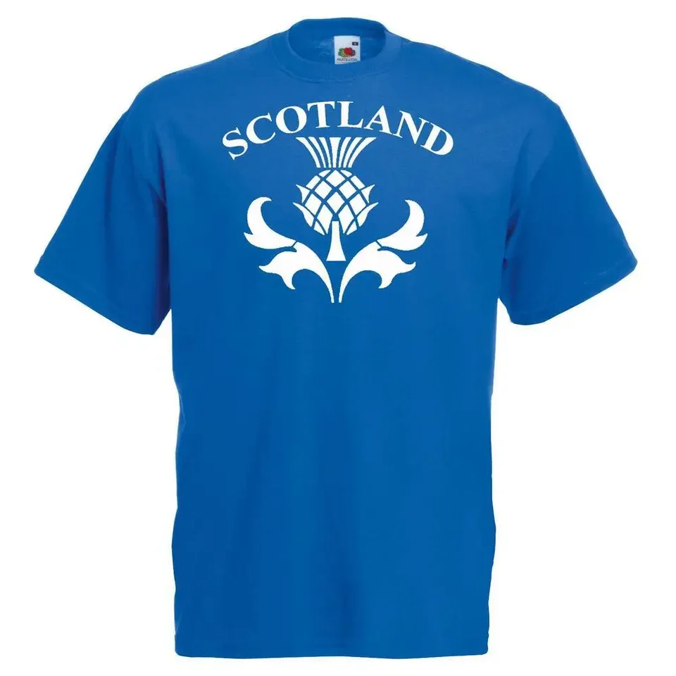 Škótsko National Flower Scotch Scottish Thistle Rugby Futbalové tričko vysokokvalitné 100%bavlnené krátke rukávy