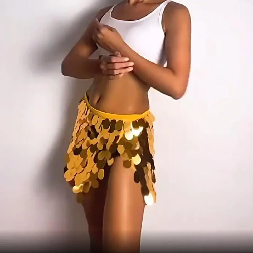 Šnurovanie mini sukne pre ženy bling veľké zlaté flitre scéna Performance Party sukňa nočné kluby
