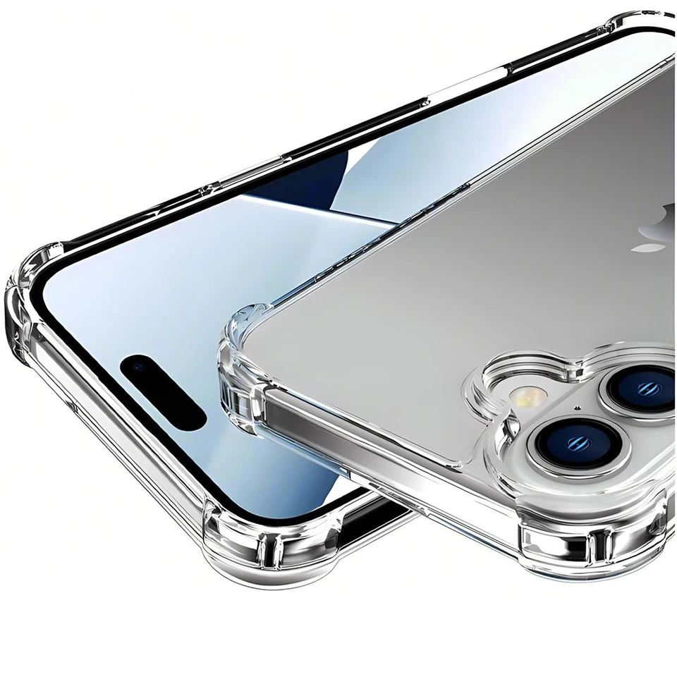 Šoková nárazová nepriestrelná puzdro pre hybridný telefón pre iPhone 16 Pro Max Plus Mini Clear Silikone Soft Shell Ultra Thin Hard PC zadný kryt PC