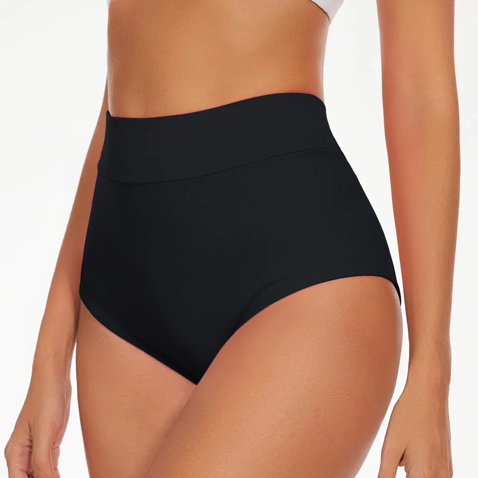 Šortky na plážové šortky s vysokým pásom Čierne bikiny Bikini Dno Plavecké nohavičky plážové kraťasy Abdominálne ovládanie plaviek doplnky