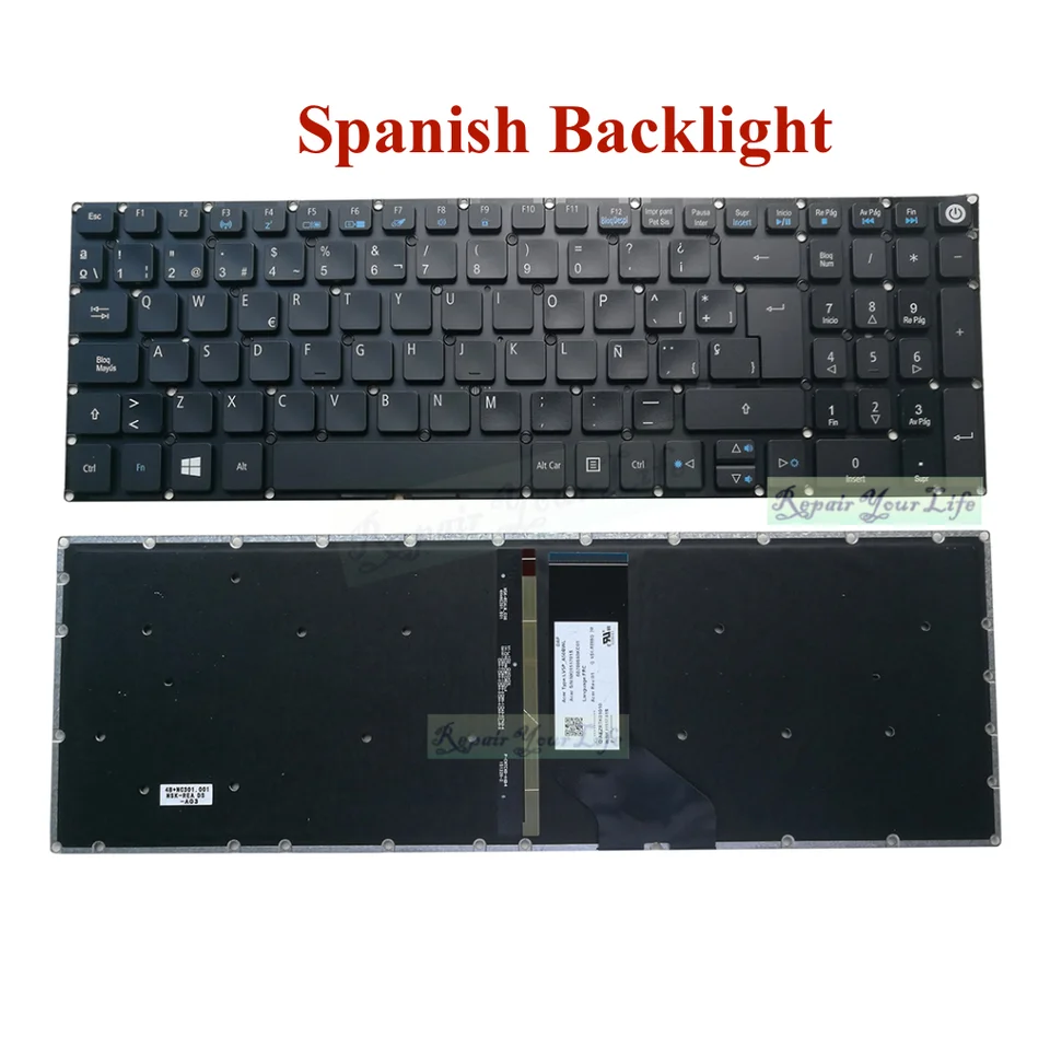 Španielska brazílska PT BR Backlit Keyboard pre Acer Aspire ES1-572 523 533 ES1-524 A315-41 A315-53 A315-51 A315-31 A315-21 Nový nový